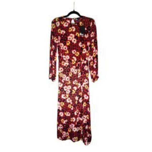 NWT The Kooples Small Floral Leopard Maxi Dress Keyhole Back Side Slit $385 - Picture 11 of 11